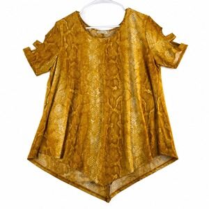 Coco's Clozet Women's Large Gold Snake Print Cold Shoulder Tunic Top